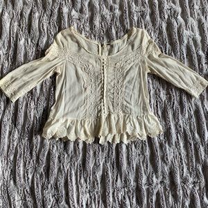 XS Free People Cream Slightly Cropped Blouse
